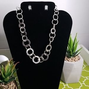 Silver set of necklace and earrings